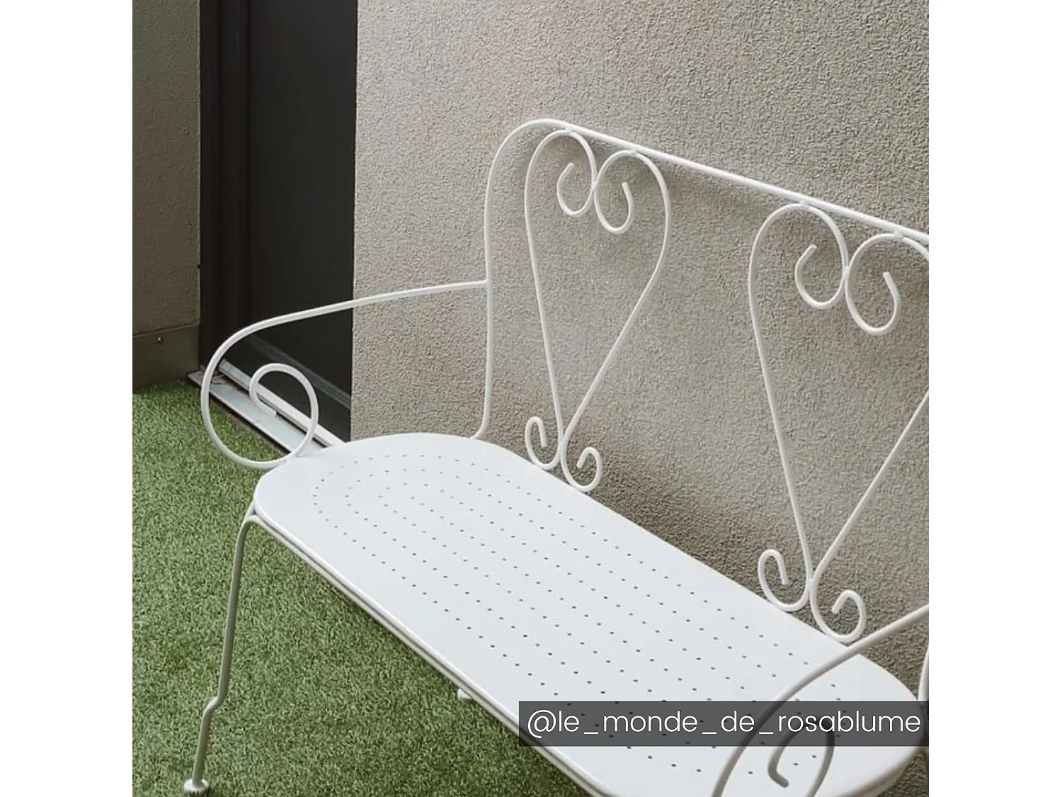 Banc de jardin en métal façon fer forgé  - Blanc - GUERMANTES de MYLIA