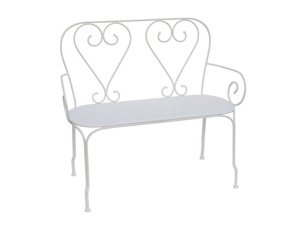 Banc de jardin en métal façon fer forgé  - Blanc - GUERMANTES de MYLIA