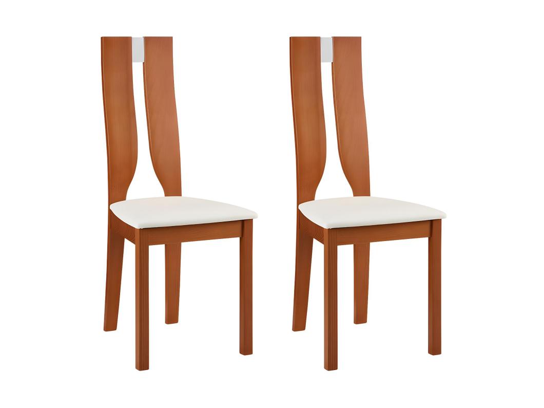 Lot de 2 chaises SILVIA - Hêtre massif - Merisier et blanc