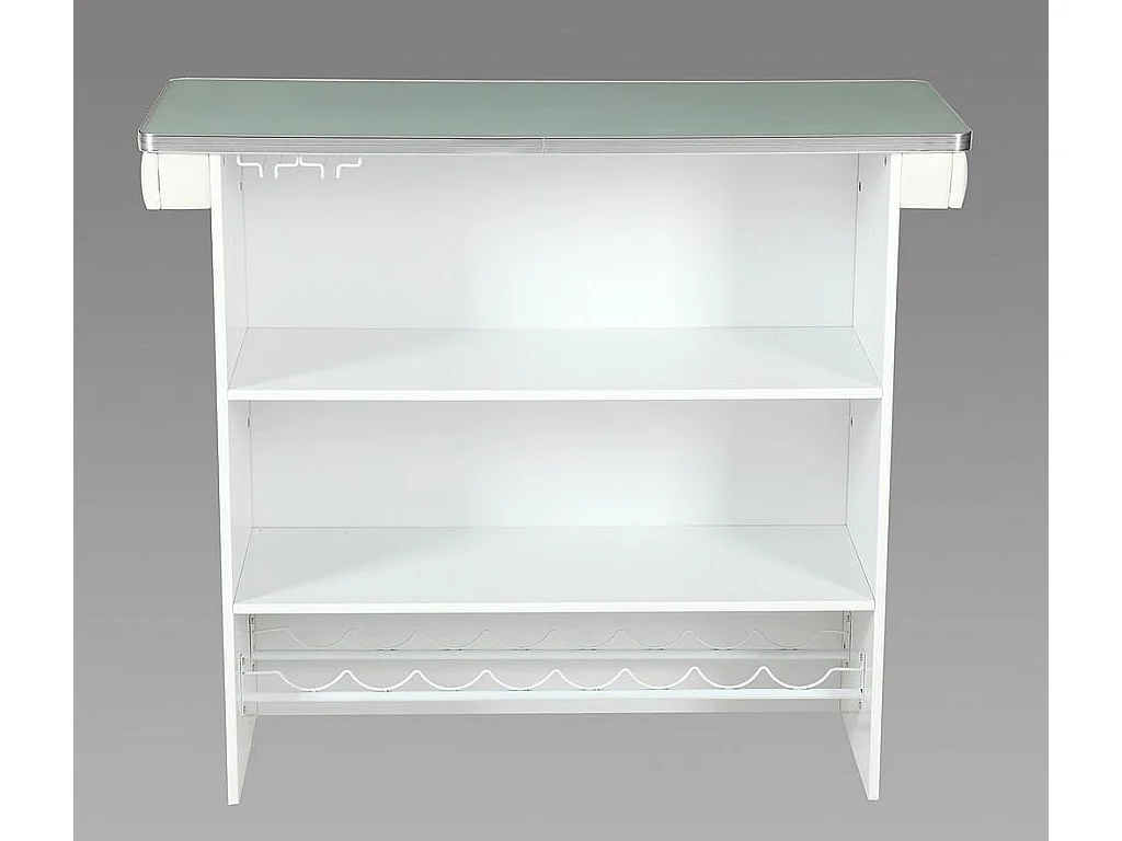 Mobile bar in Similpelle e vetro temperato Bianco - CARDY