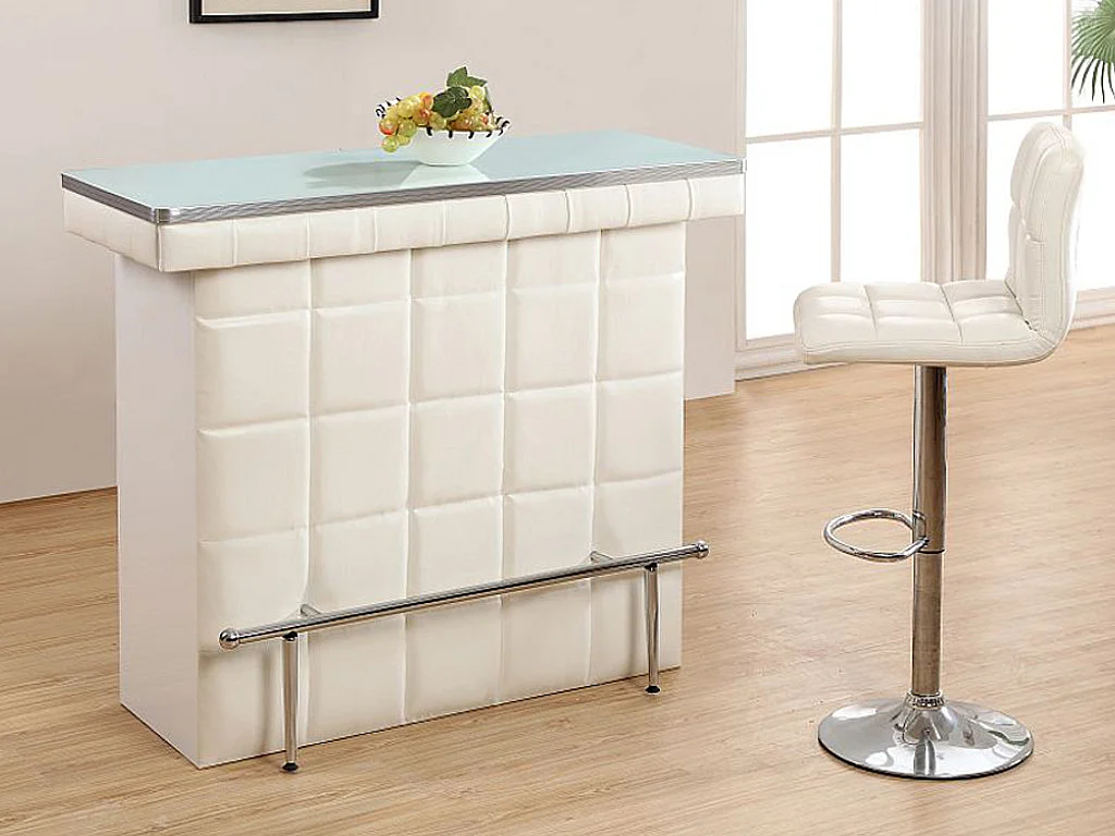 Mobile bar in Similpelle e vetro temperato Bianco - CARDY