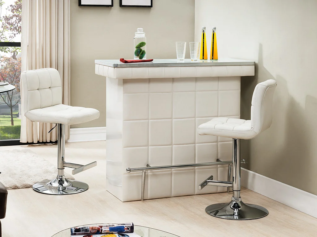 Mobile bar in Similpelle e vetro temperato Bianco - CARDY