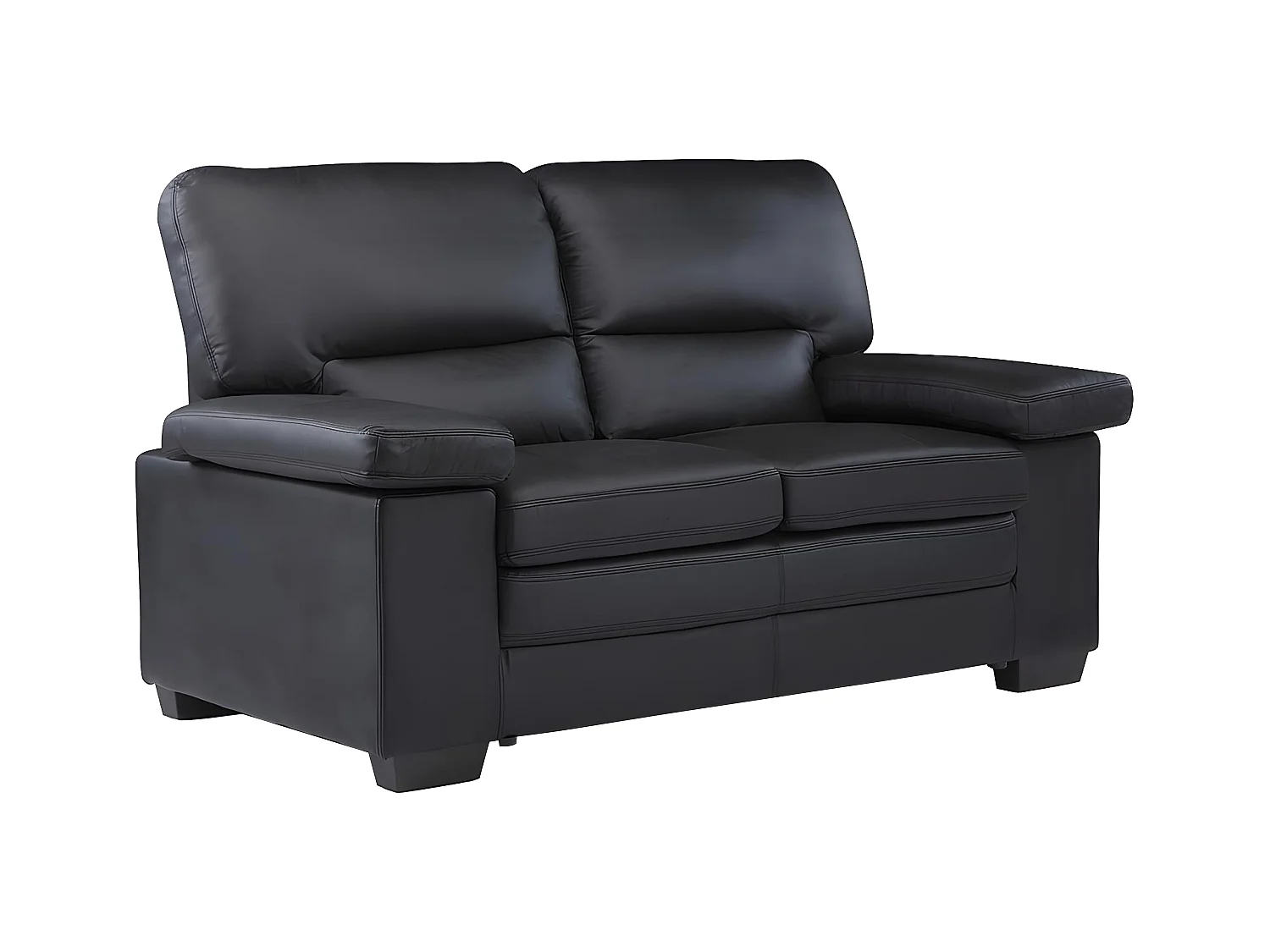 Couchgarnitur Leder 3+2 - Büffelleder - Schwarz - MIMAS