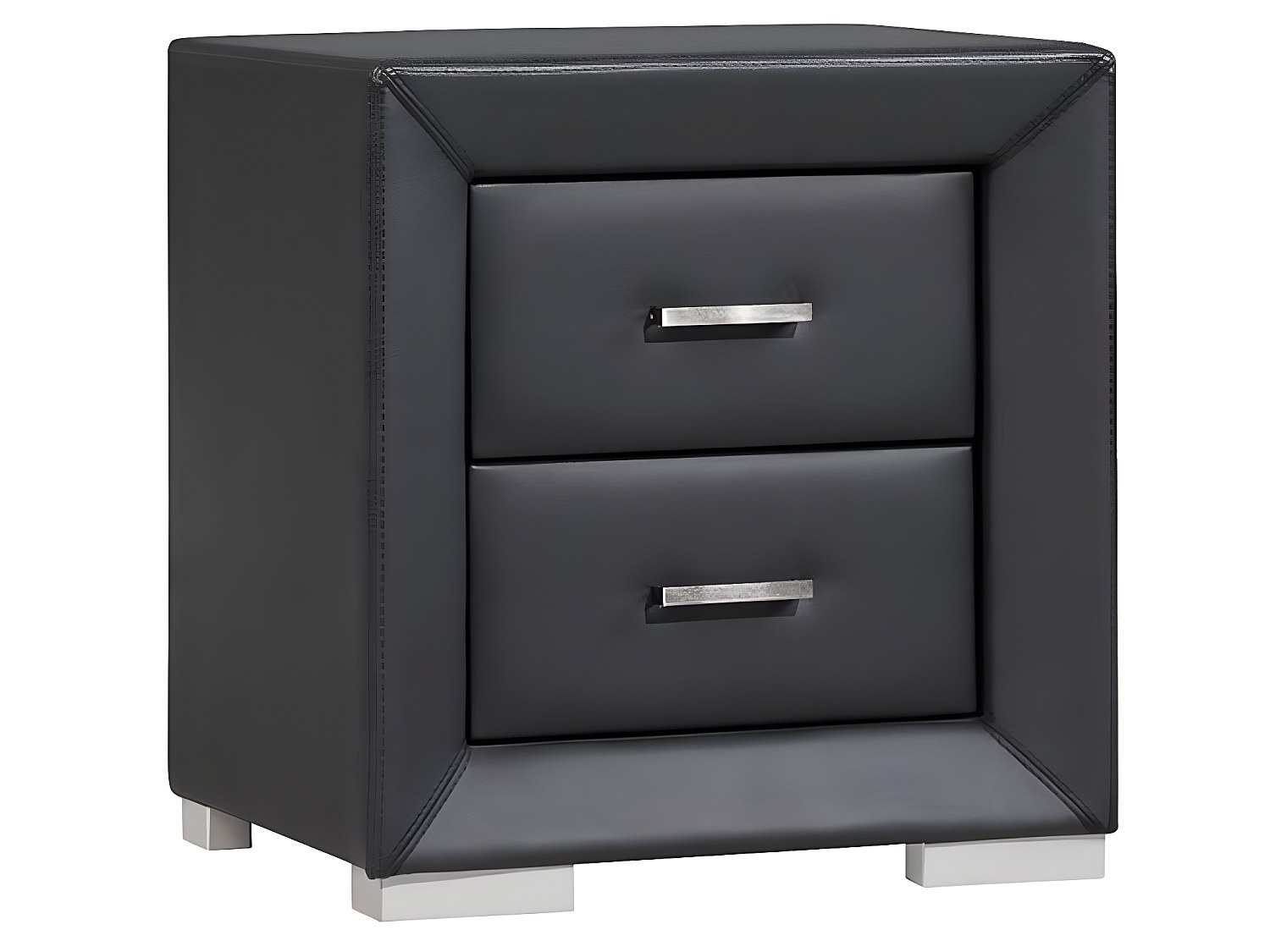 Nachttisch mit 2 Schubladen - Kunstleder - Schwarz - CAPITOLE günstig online kaufen