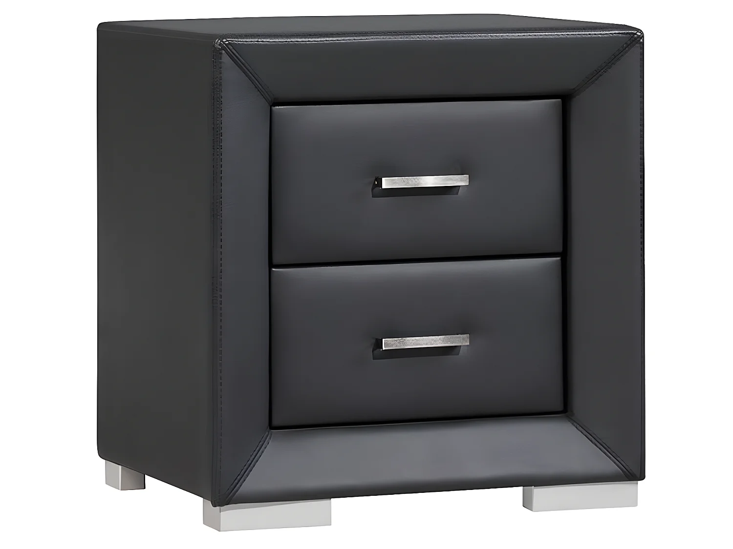 Table de chevet - 2 tiroirs - Simili noir - CAPITOLE