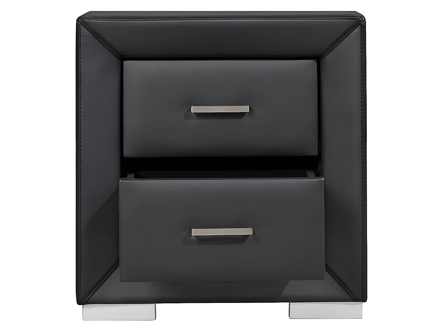 Table de chevet - 2 tiroirs - Simili noir - CAPITOLE
