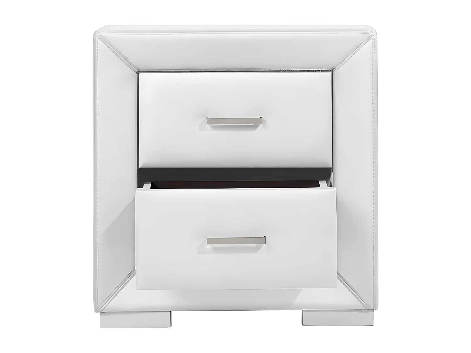 Nachtkastje CAPITOLE - 2 laden - Wit kunstleer
