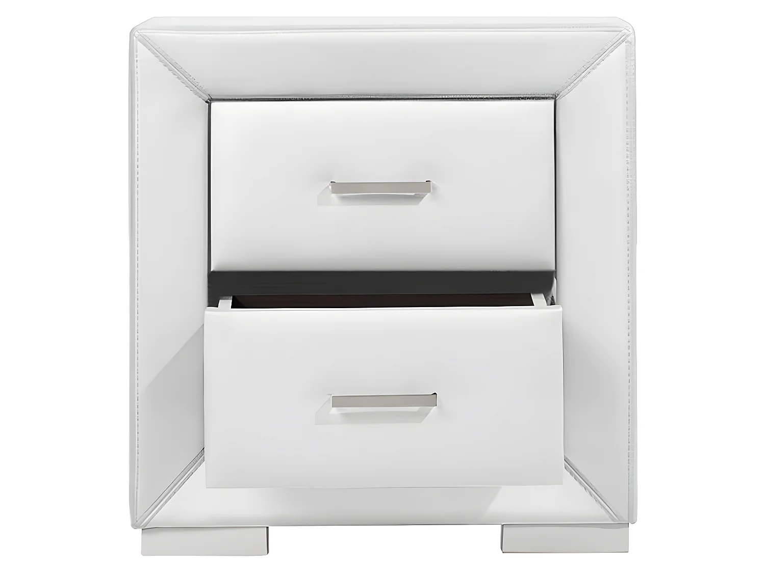 Table de chevet - 2 tiroirs - Simili blanc - CAPITOLE