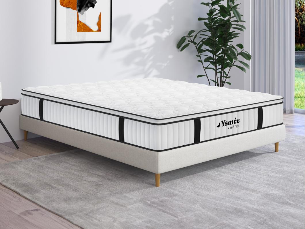 Matelas 140 x 190 cm anti-feu ressorts ensachés et surmatelas intégré ép.28cm - DELICE de YSMÉE HÔTEL