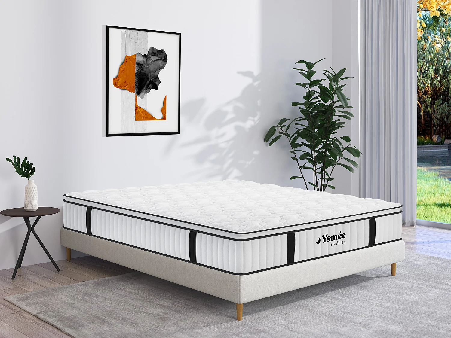 Matelas 160 x 200 cm anti-feu ressorts ensachés et surmatelas intégré ép.28cm - DELICE de YSMÉE HÔTEL
