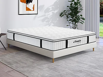 Matelas 160 x 200 cm anti-feu ressorts ensachés et surmatelas intégré ép.28cm - DELICE de YSMÉE HÔTEL