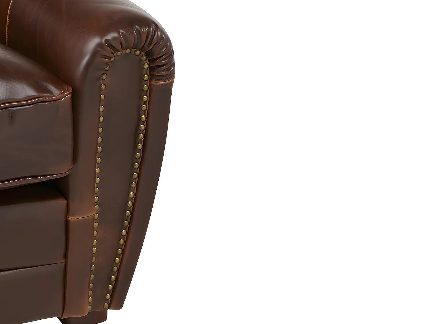 Canapé et fauteuil club BAUDOIN 100% cuir vieilli  - Marron