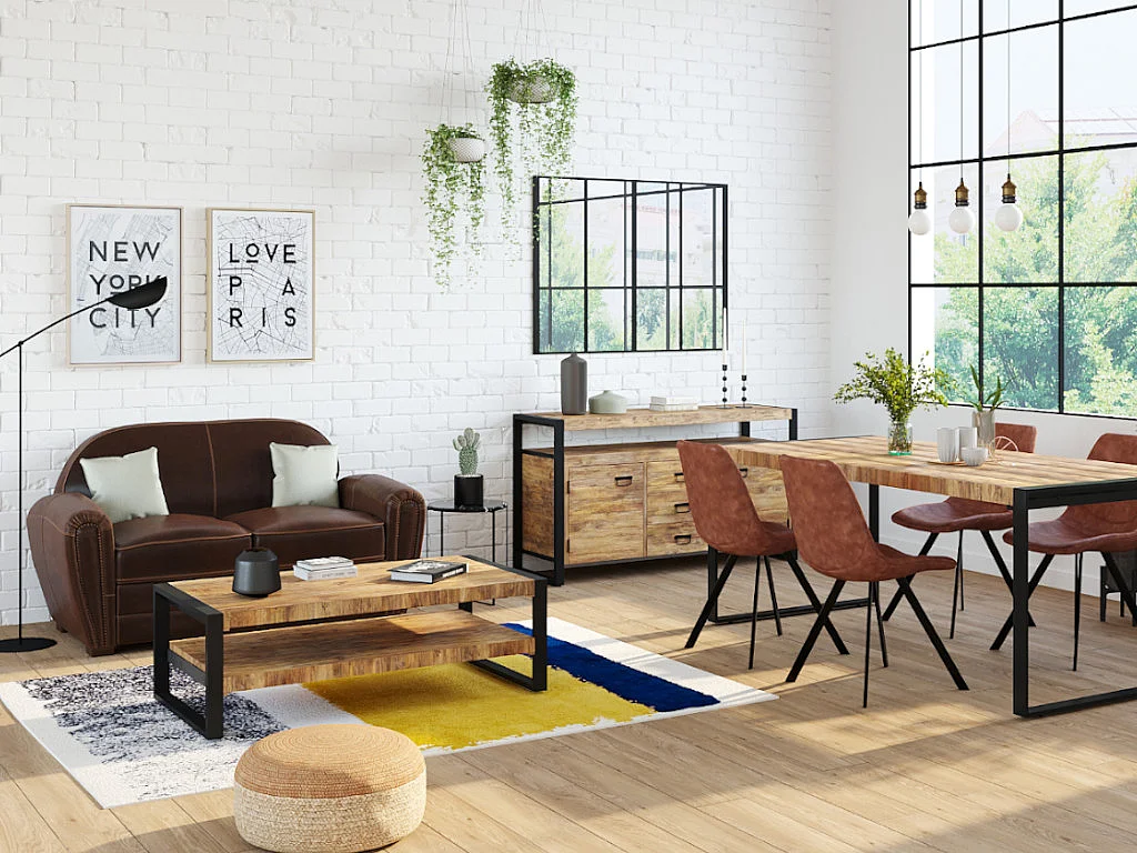 Couchgarnitur Leder 2+1 - Braun - BAUDOIN