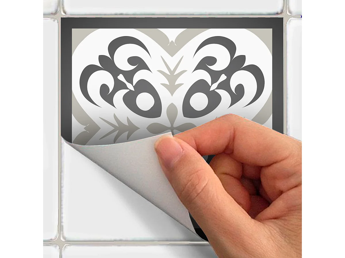 Sticker Mural Carrelage adhésif Cuisine Salle de Bain - 12 STICKERS CARREAUX DE CIMENT NUANCE DE GRIS RIMINI - 12stickers10x10cm