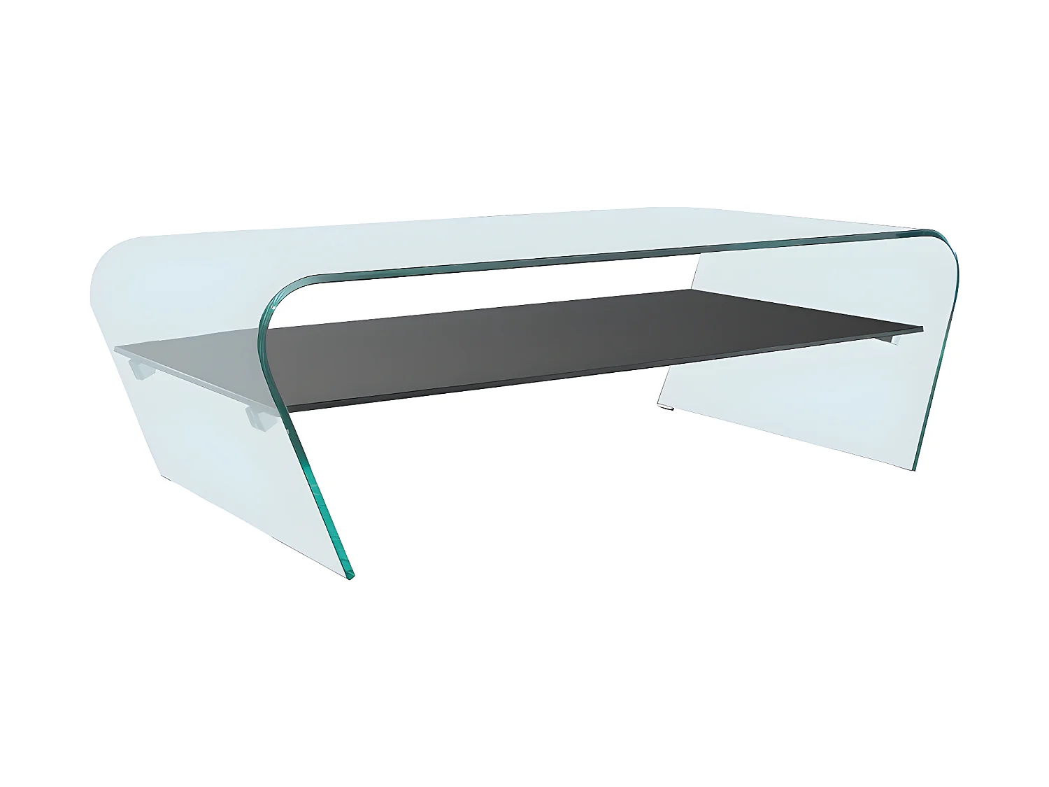 Set tavolino Trasparente e Nero - KELLY + Tappeto shaggy Antracite - DOLCE