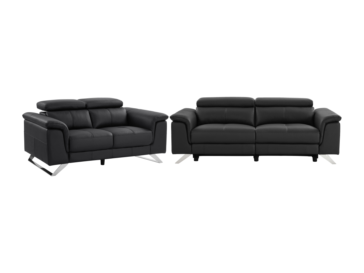 Relaxsofa 3-Sitzer elektrisch und 2-Sitzer - Rindsleder - Schwarz - BREYT I günstig online kaufen