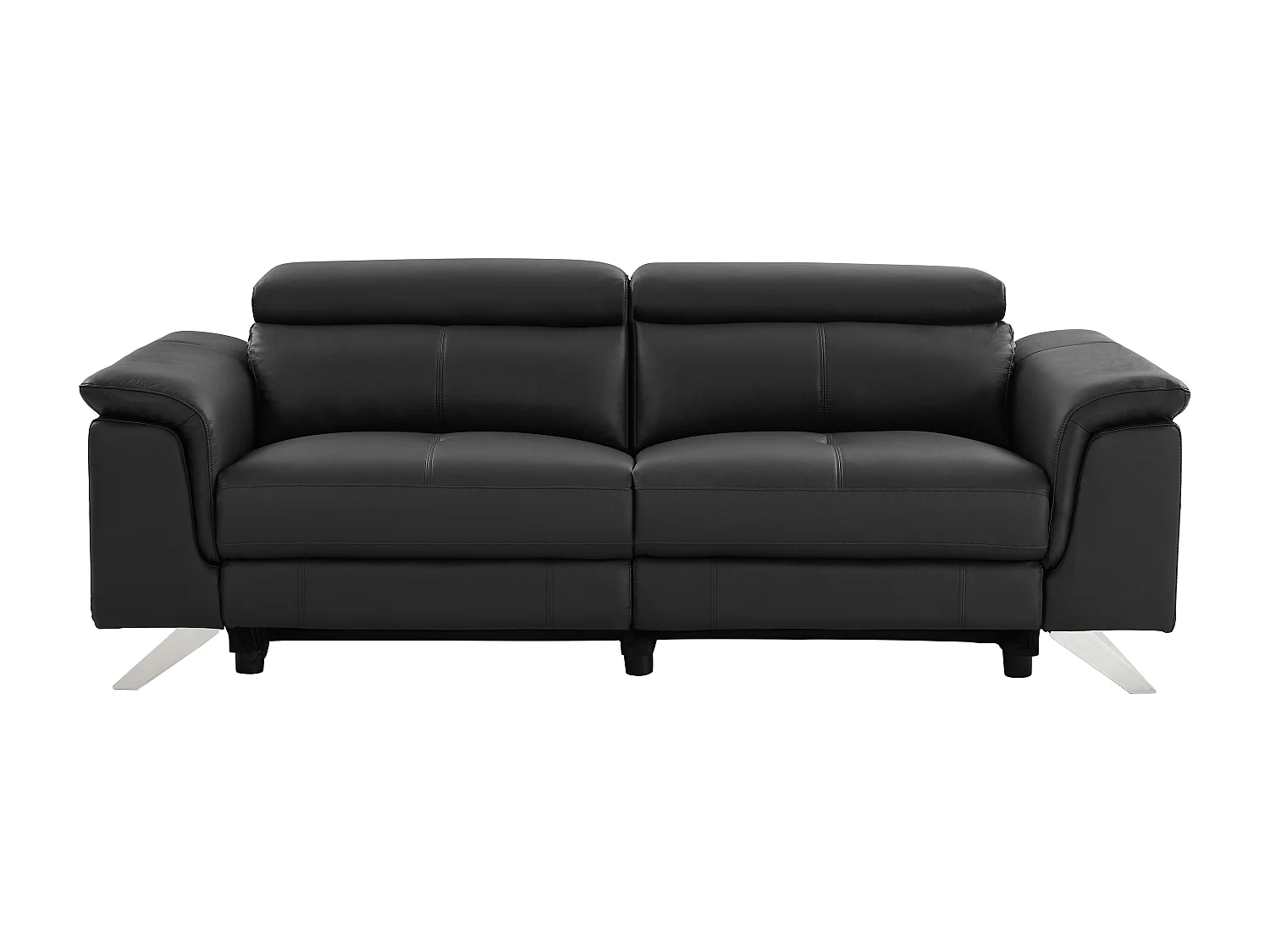 3 zits elektrische sofa met 2 zitplaatsen van zwarte koeienhuid BREYT II