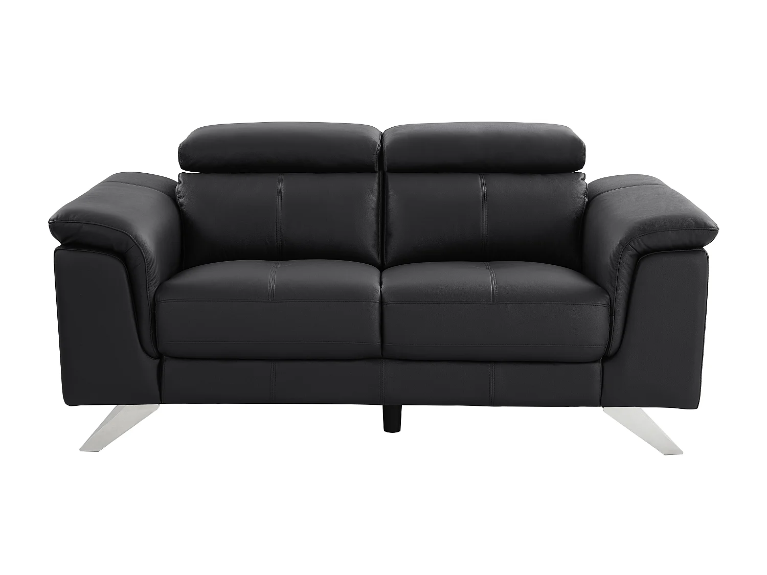 3 zits elektrische sofa met 2 zitplaatsen van zwarte koeienhuid BREYT II