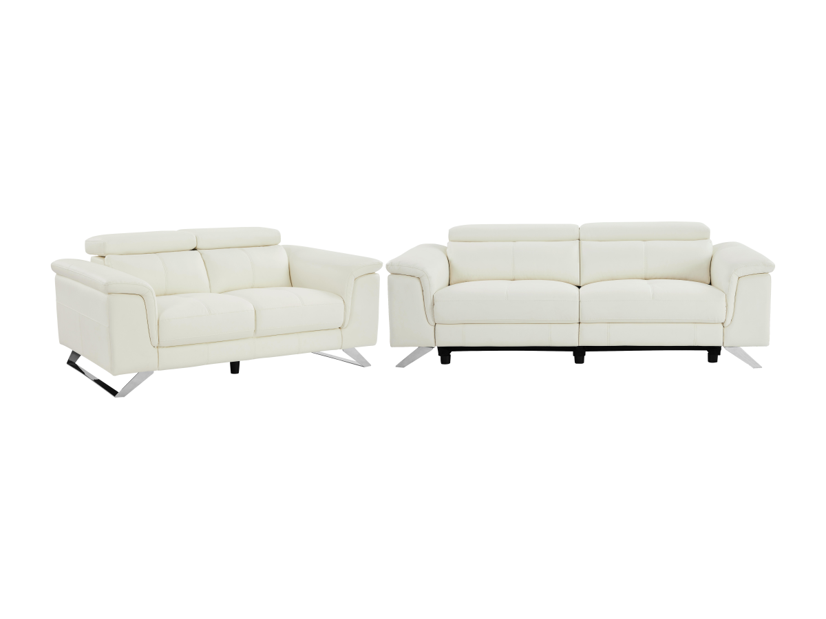 Relaxsofa 3-Sitzer elektrisch und 2-Sitzer - Rindsleder - Weiß - BREYT II günstig online kaufen
