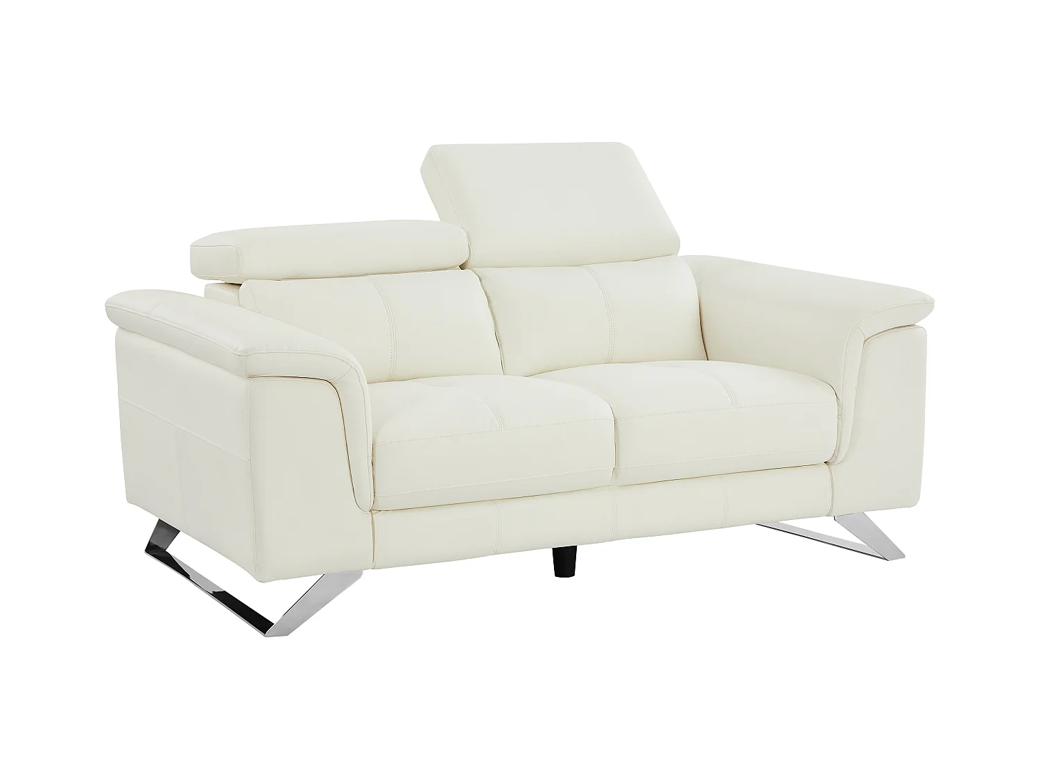 Kanapa 3-osobowa rozkładana elektryczna i 2-osobowa kanapa ze skóry w kolorze białym BREYT II