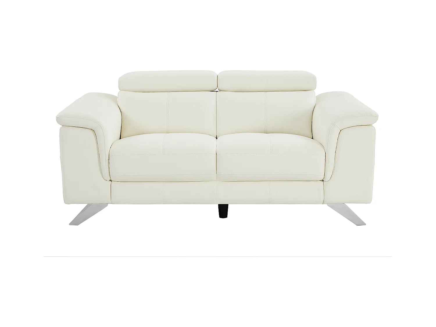 Kanapa 3-osobowa rozkładana elektryczna i 2-osobowa kanapa ze skóry w kolorze białym BREYT II