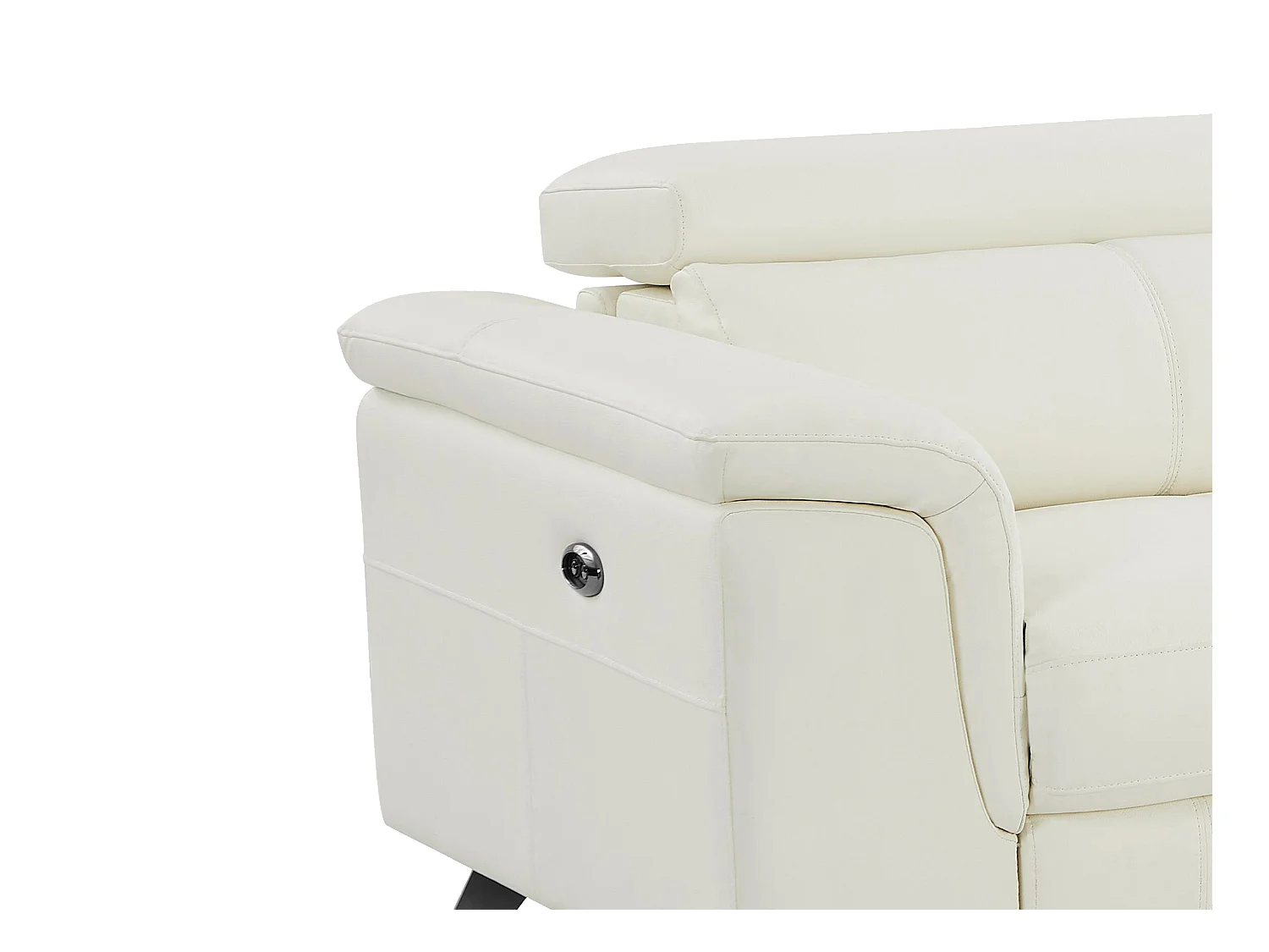 Kanapa 3-osobowa rozkładana elektryczna i 2-osobowa kanapa ze skóry w kolorze białym BREYT II