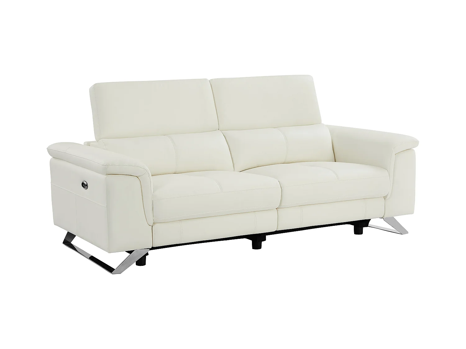 Kanapa 3-osobowa rozkładana elektryczna i 2-osobowa kanapa ze skóry w kolorze białym BREYT II