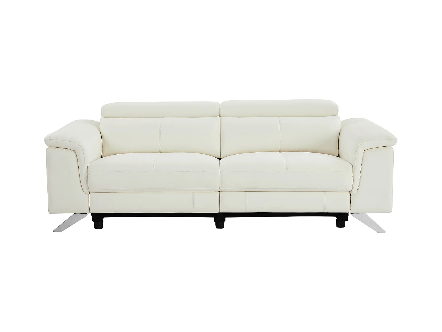 Kanapa 3-osobowa rozkładana elektryczna i 2-osobowa kanapa ze skóry w kolorze białym BREYT II