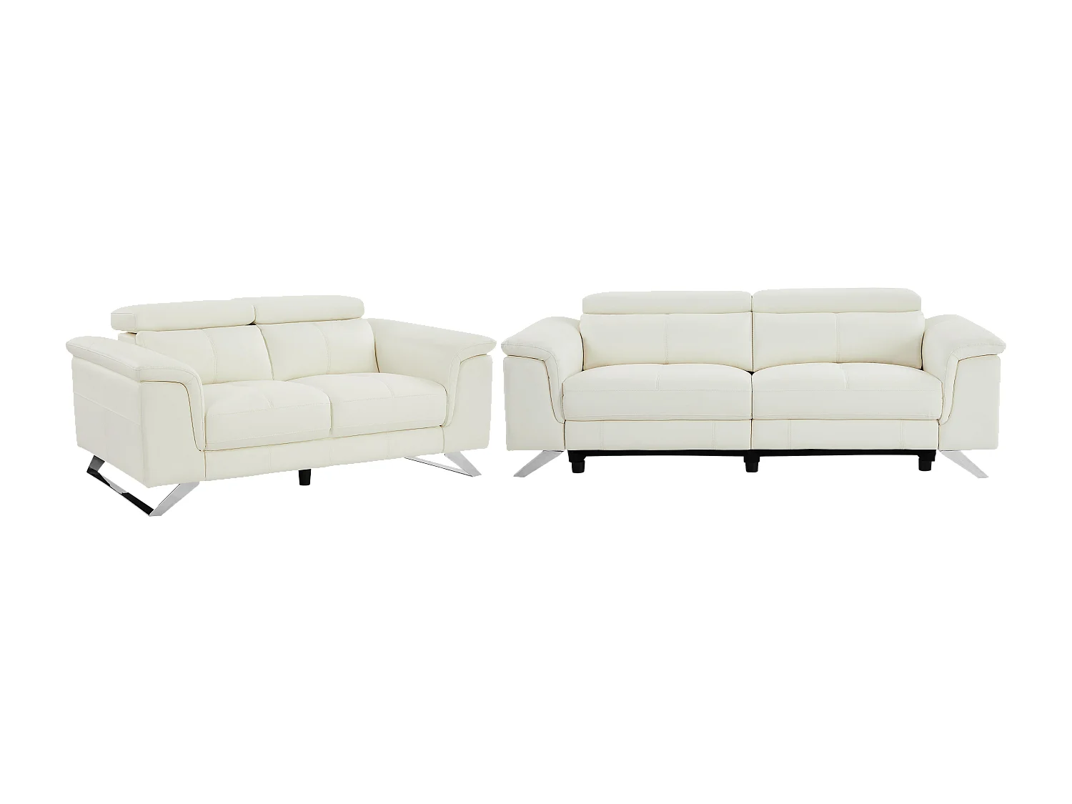3 zits elektrische sofa met 2 plaatsen van witte koeienhuid BREYT II