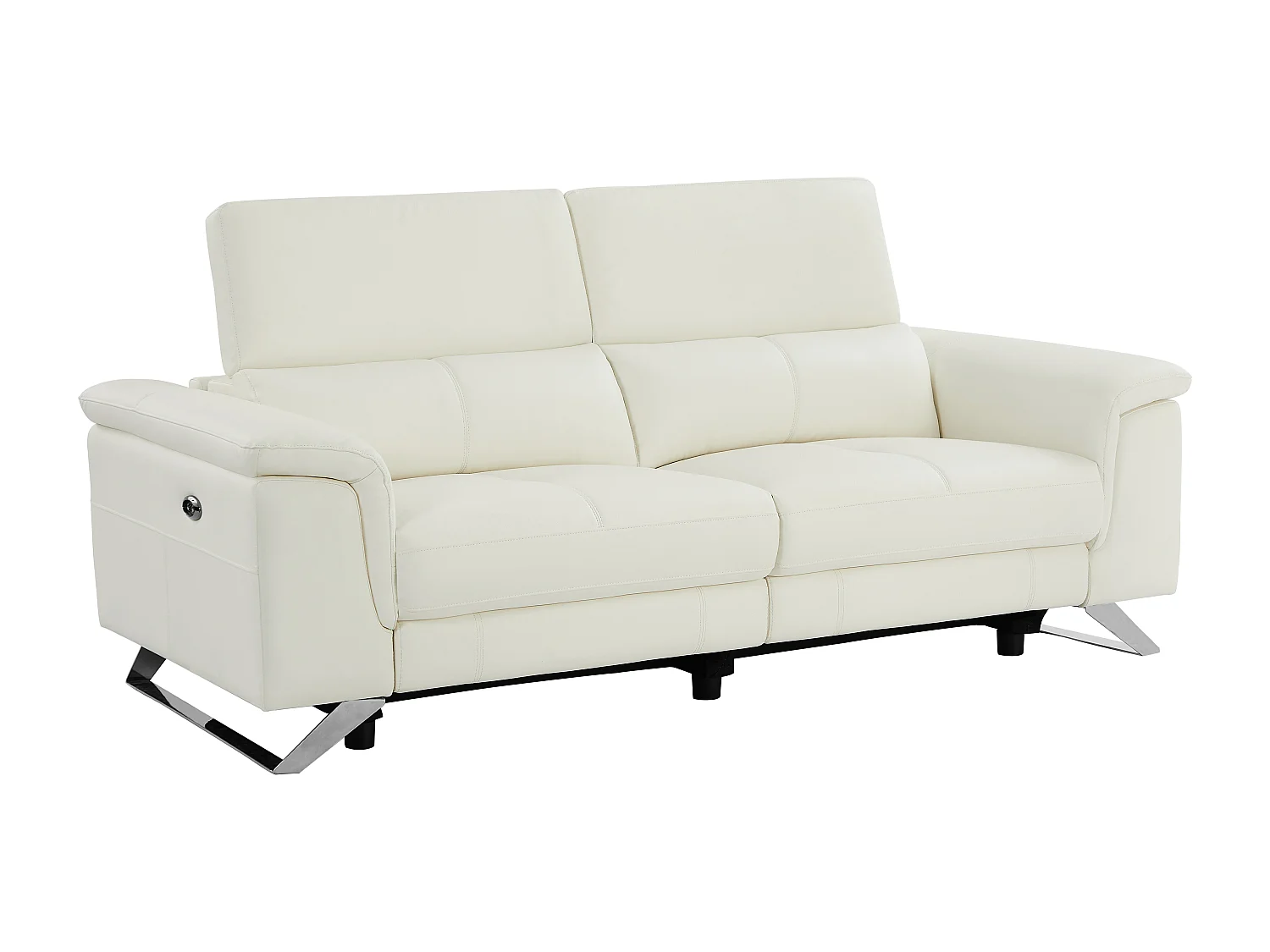 3 zits elektrische sofa met 2 plaatsen van witte koeienhuid BREYT II