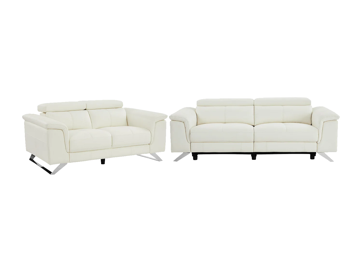 Canapés 3 places relax électrique et 2 places en cuir de vachette blanc BREYT II