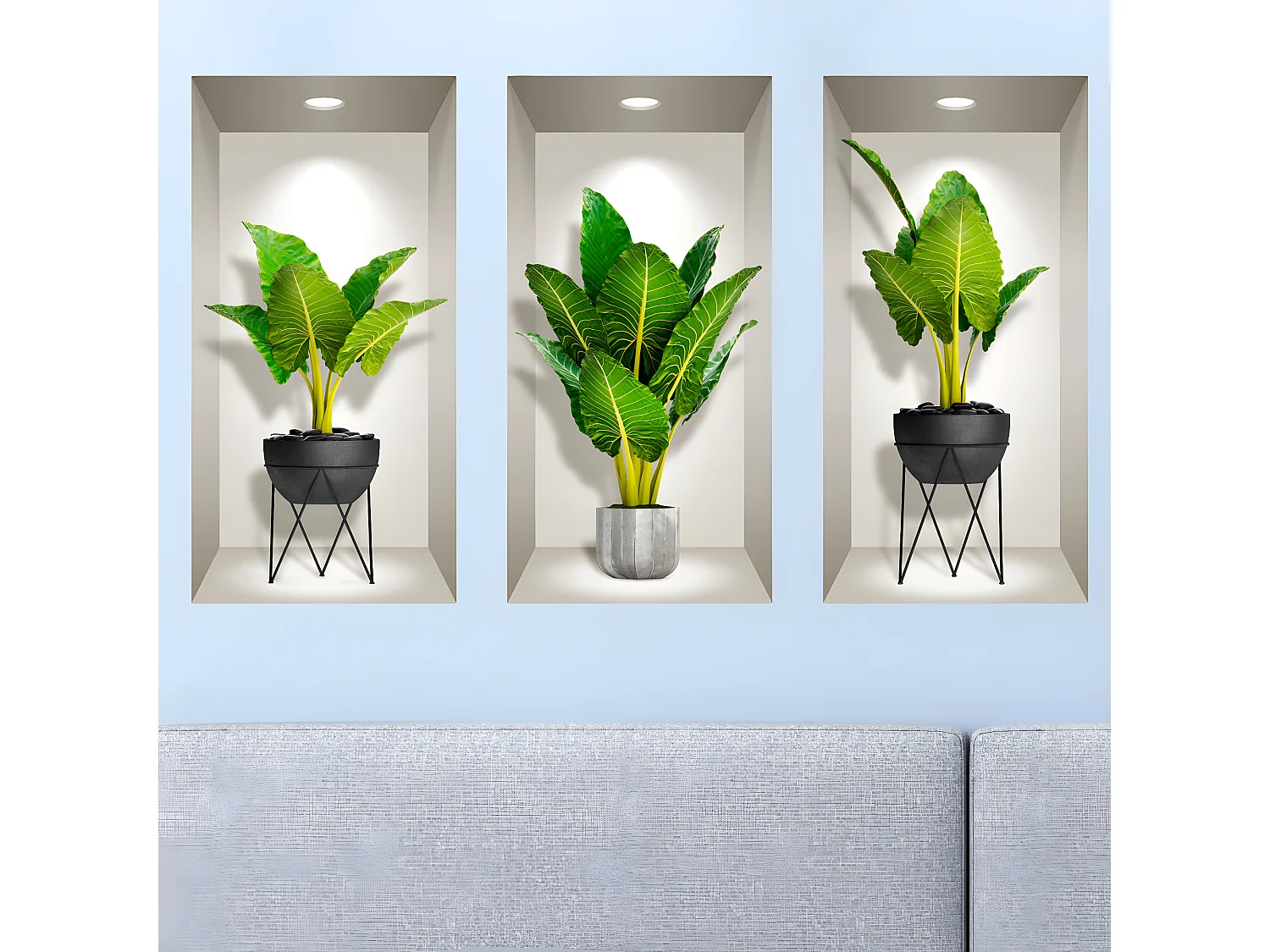 Sticker 3D plantes déco séjour 80 x 120 cm