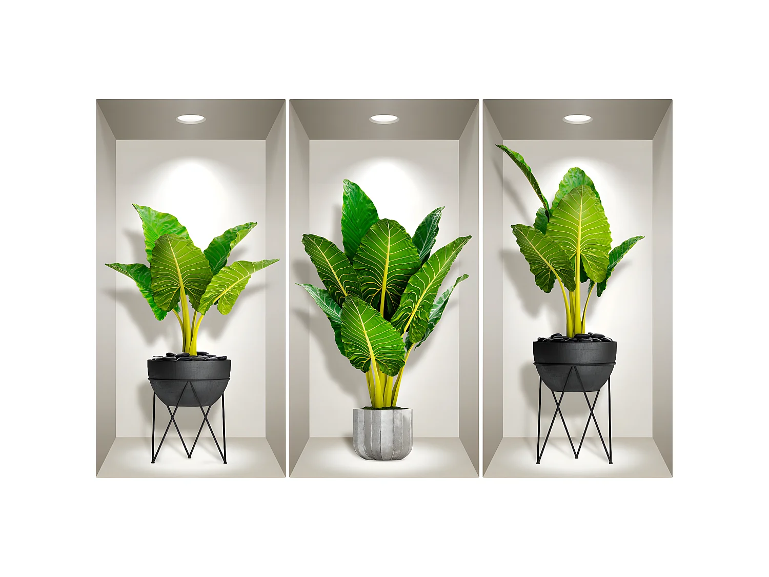 Sticker 3D plantes déco séjour 80 x 120 cm