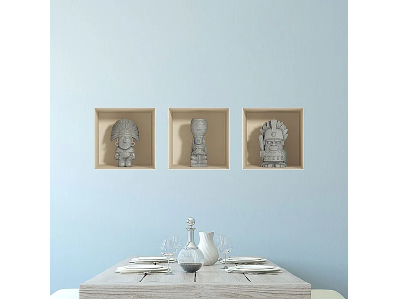 Sticker effet 3D Statues Aztèques 40 x 120 cm