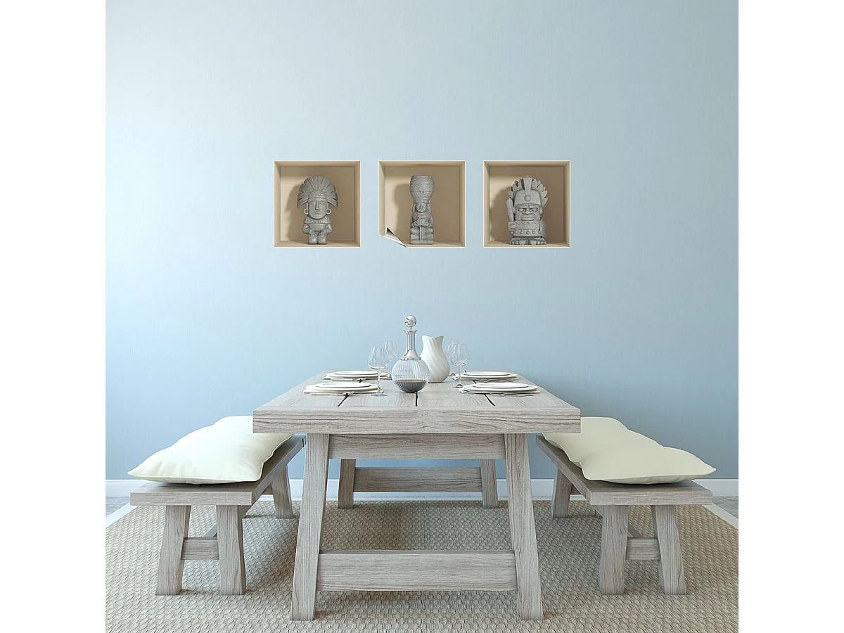 Sticker effet 3D Statues Aztèques 40 x 120 cm