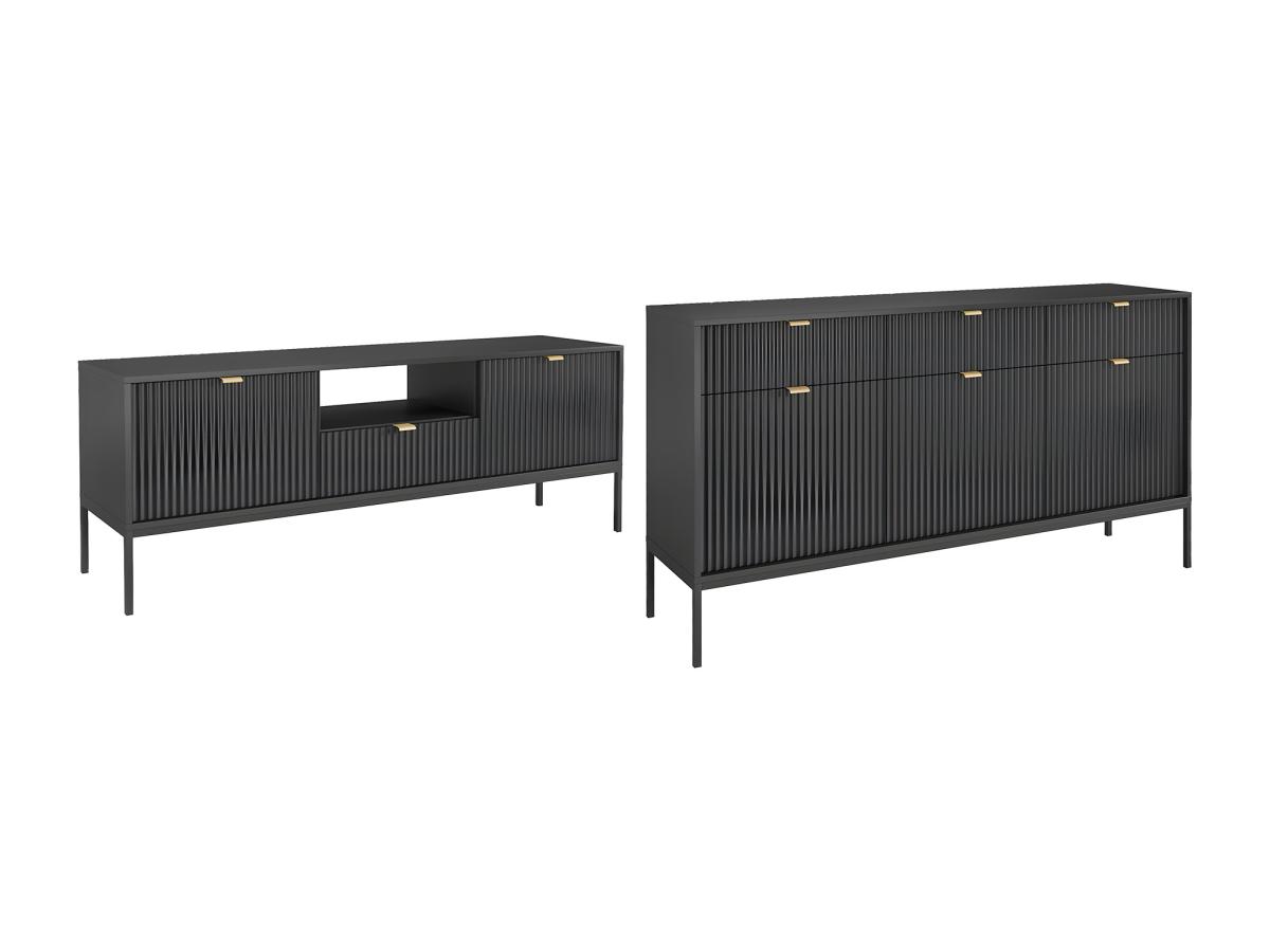 Sparset: Sideboard + TV-Möbel - Schwarz - LIOUBA günstig online kaufen