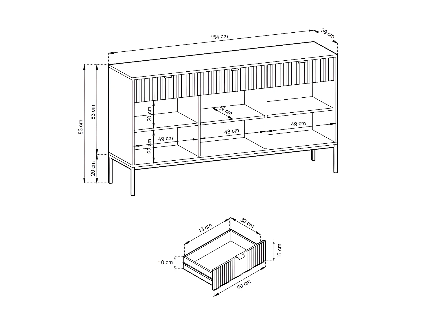Ensemble buffet et meuble TV noir - Séjour contemporain LIOUBA