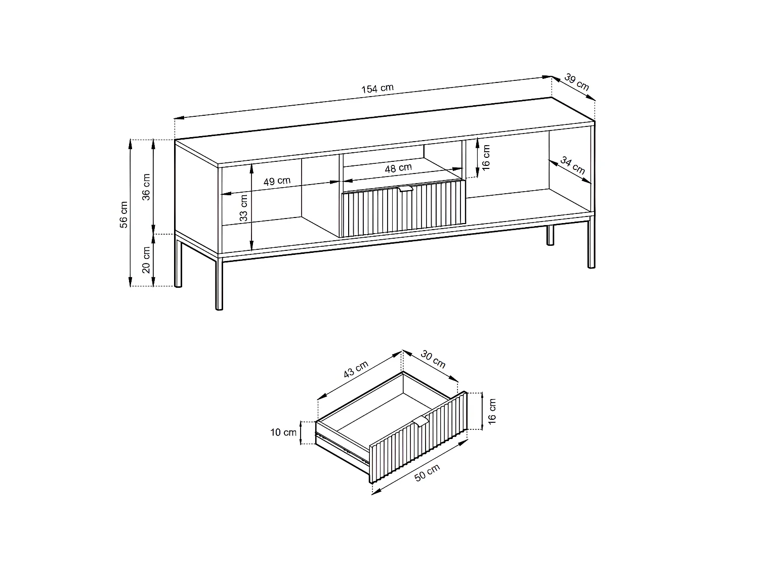 Ensemble buffet et meuble TV noir - Séjour contemporain LIOUBA