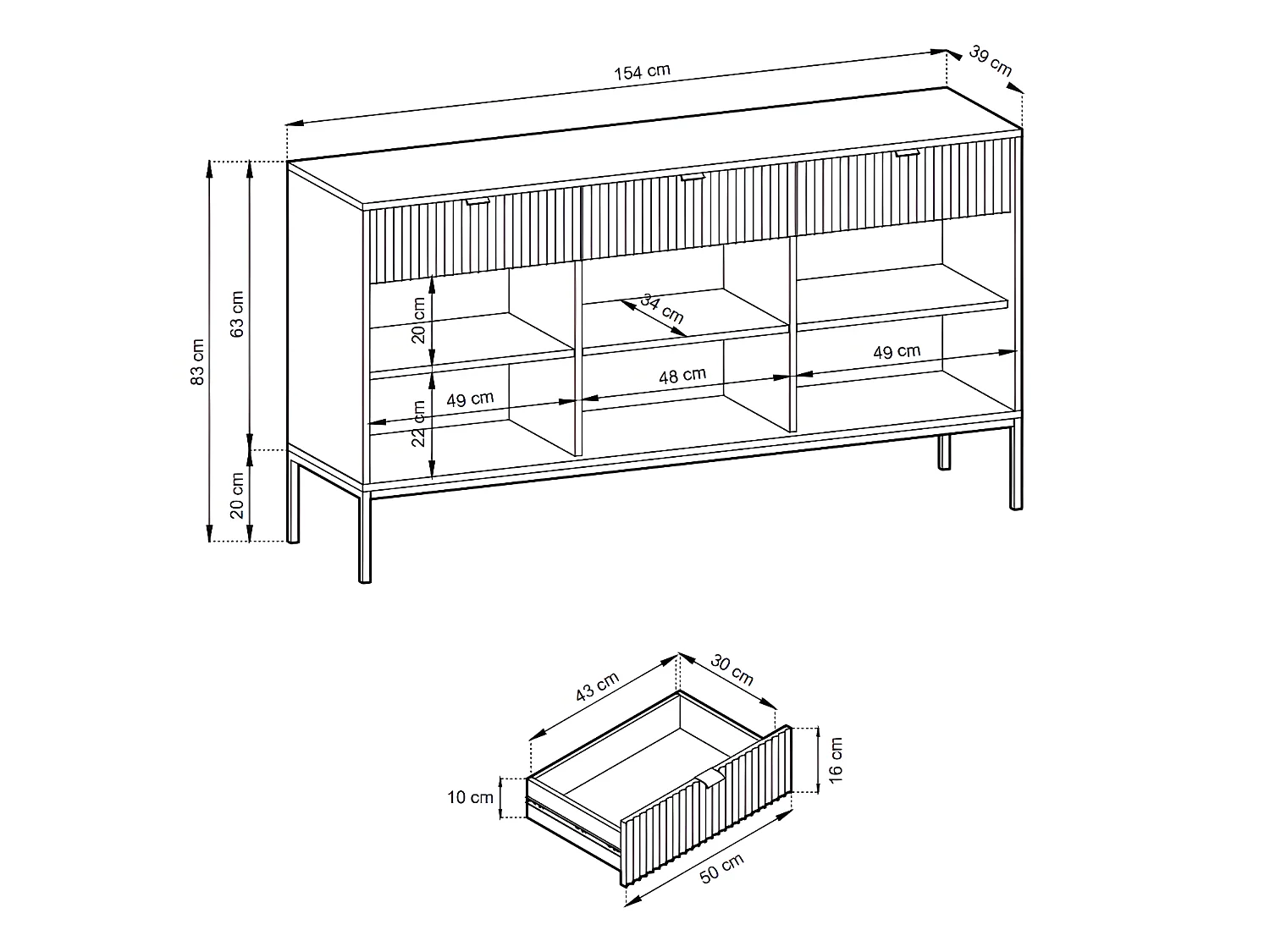 Ensemble buffet et meuble TV noir - Séjour contemporain LIOUBA