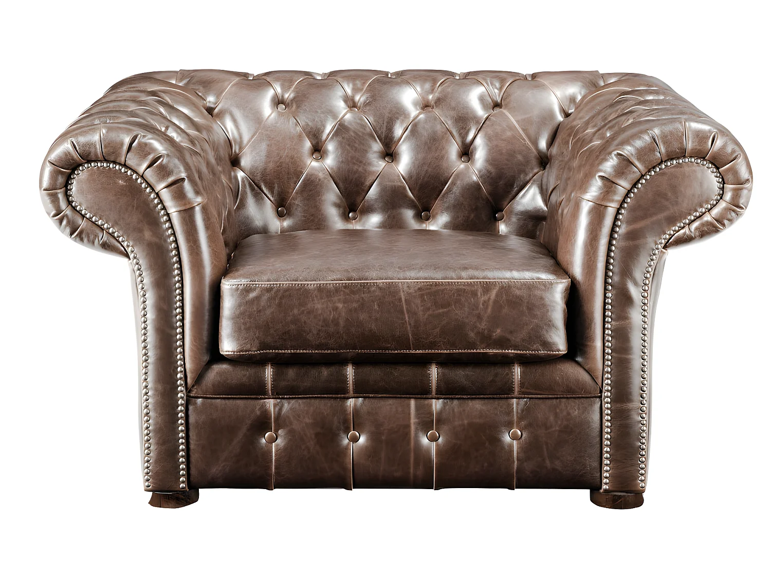 Canapé 3 places et un fauteuil 100% cuir vieilli chesterfield CLOTAIRE
