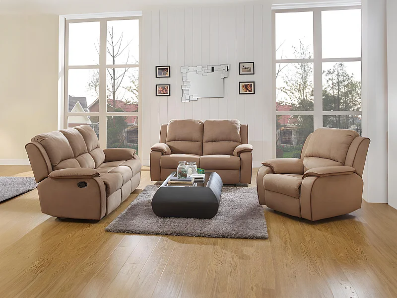 Canapé 3 places relax en microfibre HERNANI - Taupe