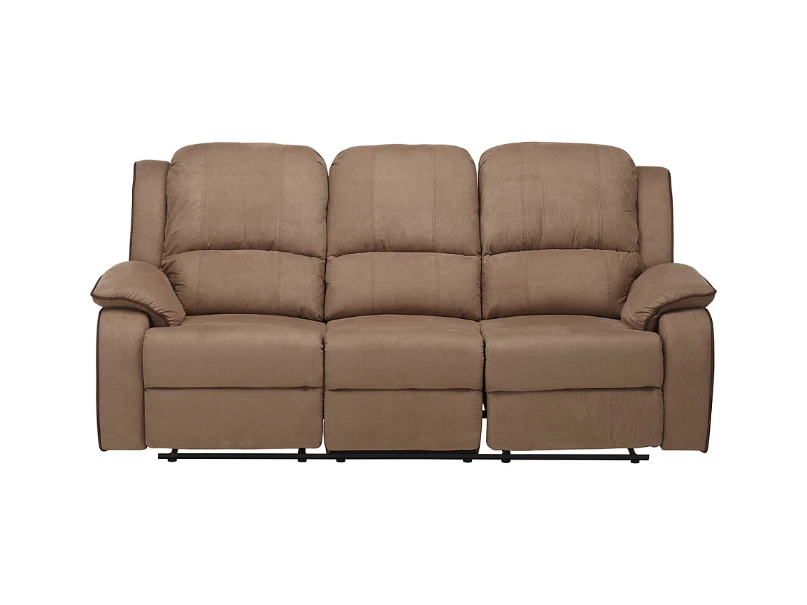 Divano relax a 3 posti in microfibra Tortora - HERNANI