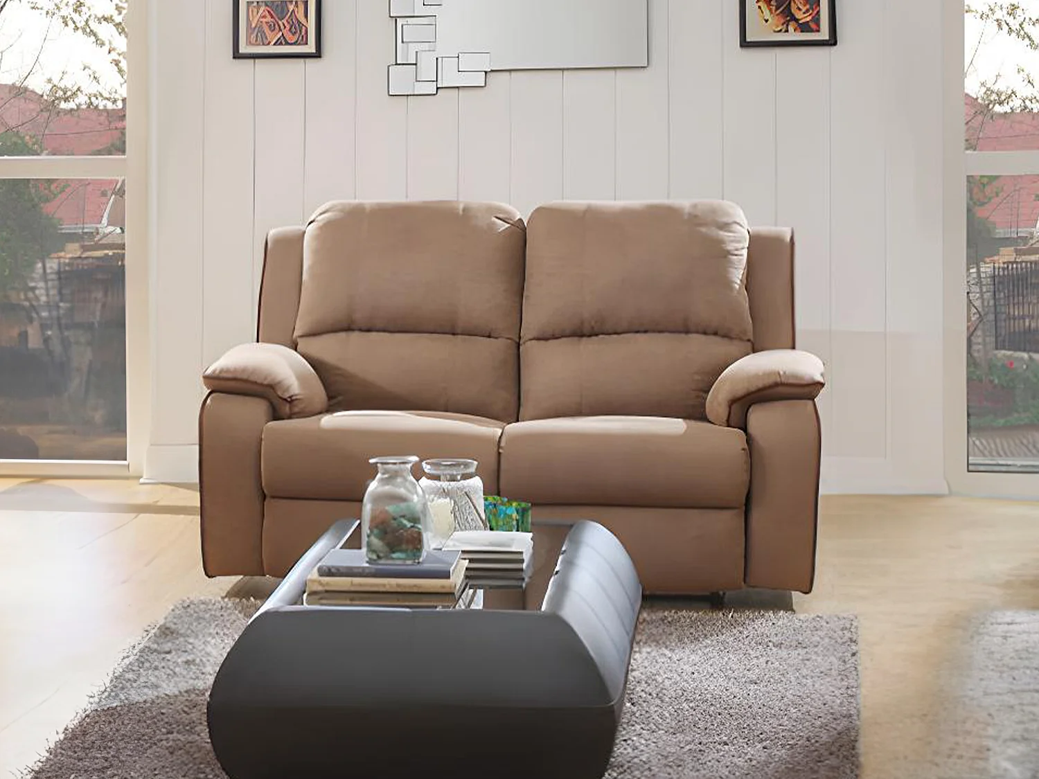 Relaxsofa 2-Sitzer - Microfaser - Taupe - HERNANI
