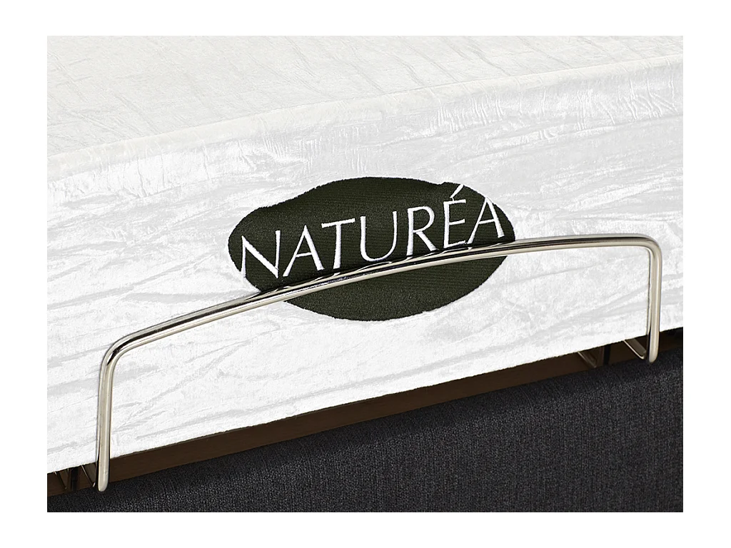 Lit électrique de relaxation déco lattes et plots + matelas mémoire de forme - 2 x 80 x 200 cm - Tissu - Anthracite - THESEE de NATUREA