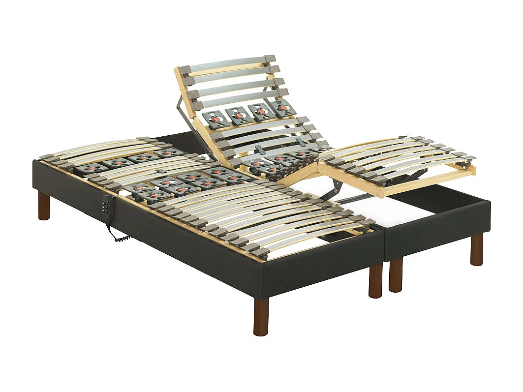 Elektrische ontspanningsset met vormgeheugen en antraciet stof THESEE van NATUREA - 2 x 80 x 200 cm