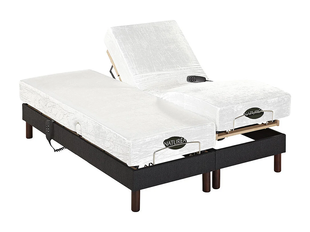 Elektrische ontspanningsset met vormgeheugen en antraciet stof THESEE van NATUREA - 2 x 80 x 200 cm