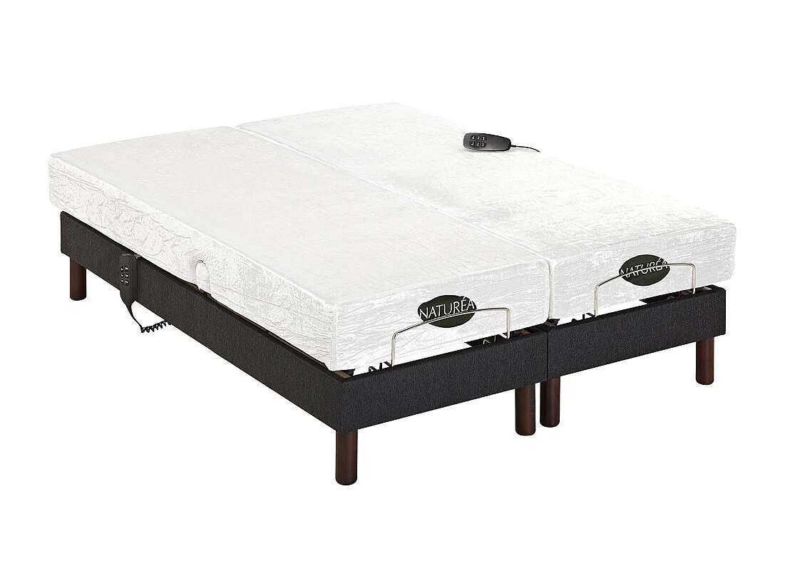 Elektrische ontspanningsset met vormgeheugen en antraciet stof THESEE van NATUREA - 2 x 80 x 200 cm