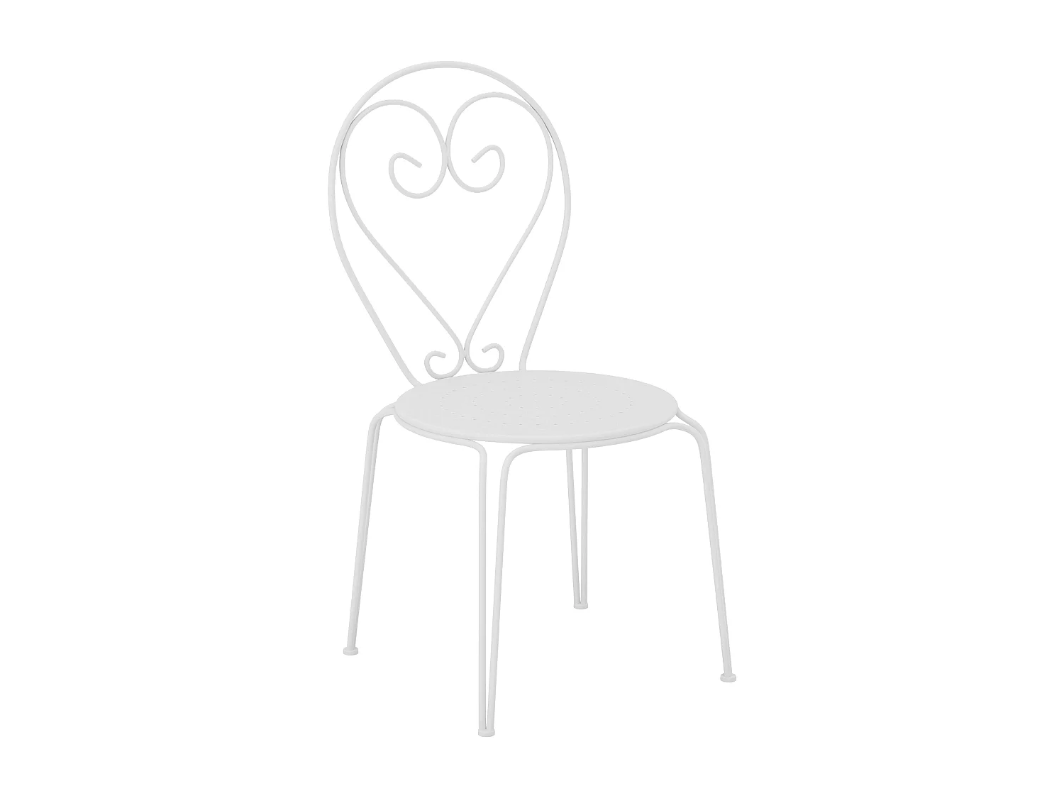 Sala de jantar de jardim em metal estilo ferro forjado: uma mesa e 4 cadeiras brancas - GUERMANTES