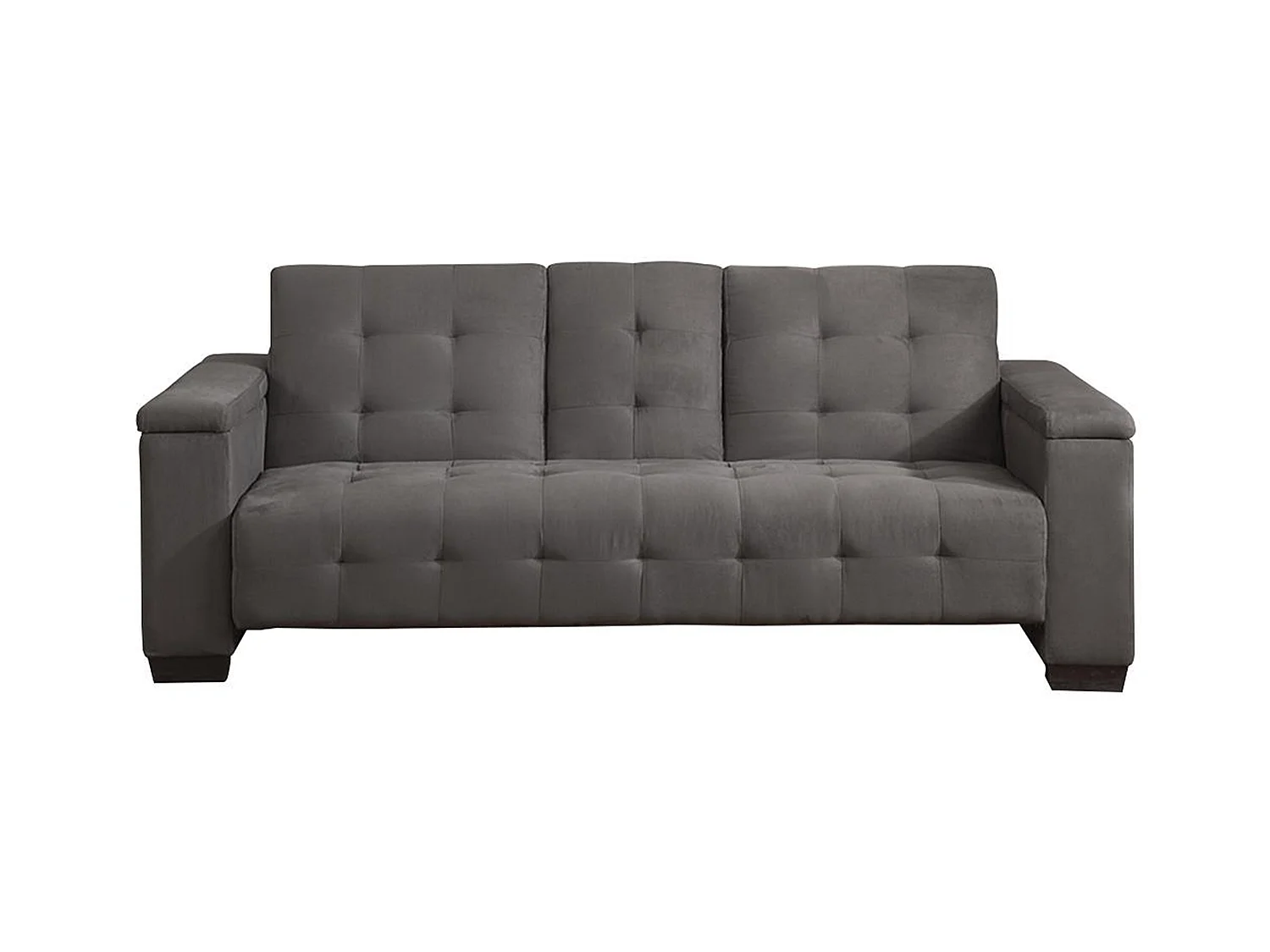 Canapé 3 places clic-clac en microfibre DEVONSHIRE avec tablette centrale rabattable - Gris