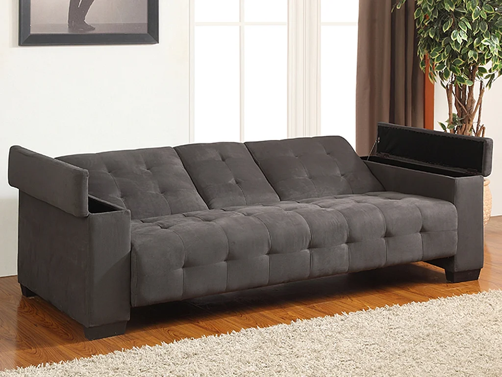 Sofá cama 3 plazas clic-clac DEVONSHIRE de microfibra - Gris